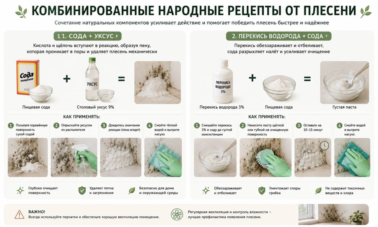 Комбинированные народные рецепты от плесени